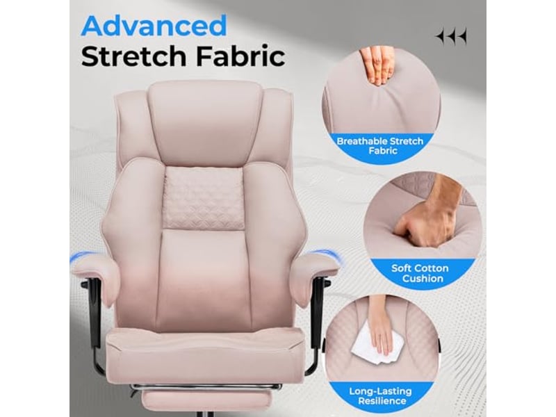 Gtplayer chaise de jeu large avec soutien lombaire à ressorts, repose-pieds, tissu, 180kg - rose GT216-DPK-FA - Conforama D