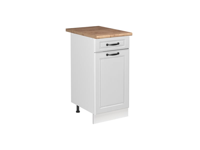 Vicco meuble bas sous-évier, blanc campagneblanc, 40cm plan de travail chêne doré - Conforama A