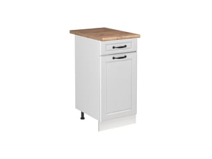 Vicco meuble bas sous-évier, blanc campagneblanc, 40cm plan de travail chêne doré
