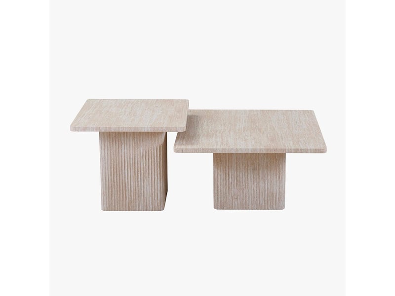  Lot de 2 tables basses carrées couleur travertin  - Conforama A