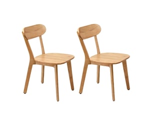 Lot de 2 chaises de salle à manger en bois, style mid-century modern, dossier galbé, pieds réglables, bois clair