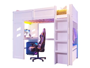 Lit mezzanine 90x200 cm <strong>MERAX</strong>  <strong>lit enfant blanc</strong> coloris blanc