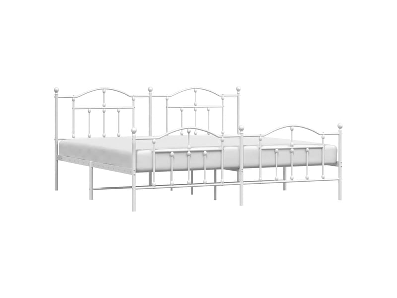 Lit double- lit adulte - cadre de lit métal sans matelas et pied de lit blanc 200x200 cm - Conforama C