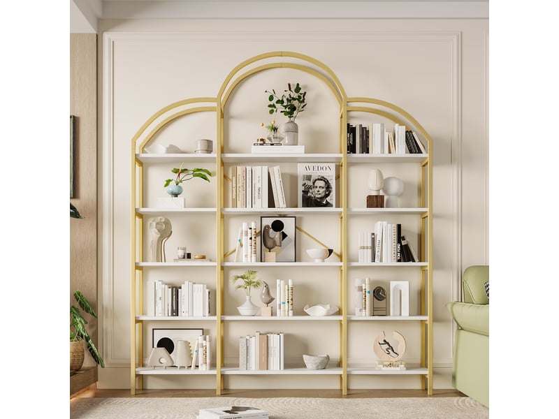  Étagère 5 niveaux blanc et or design nuage métal mdf bibliothèque 190 cm  - Conforama B