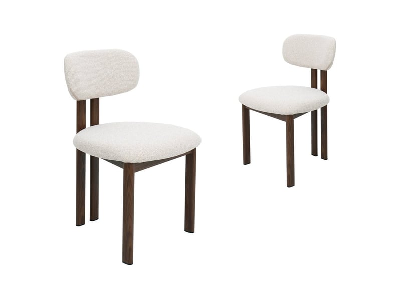  Lot de 2 chaises en tissu texturé écru pieds en métal marron leona A3123-ECR-MARR - Conforama A