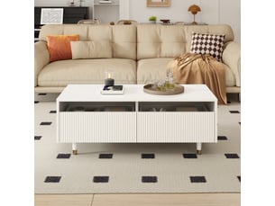 Table basse rectangulaire coloris blanc ATELIER CONFORTIEL - 50 cmx110 cm
