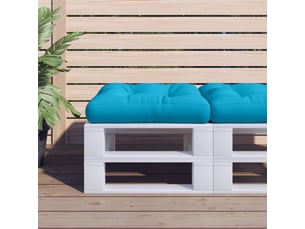 Coussin de palette, coussin de chaise, coussin de canapé bleu clair 58x58x10 cm tissu cf55304