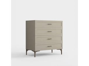 Commode 4 tiroirs en mélaminé pour chambre solaria - gris tourterelle