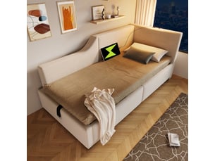 Lit coffre 90x200 cm <strong>KORFEE</strong>  <strong></strong> coloris beige