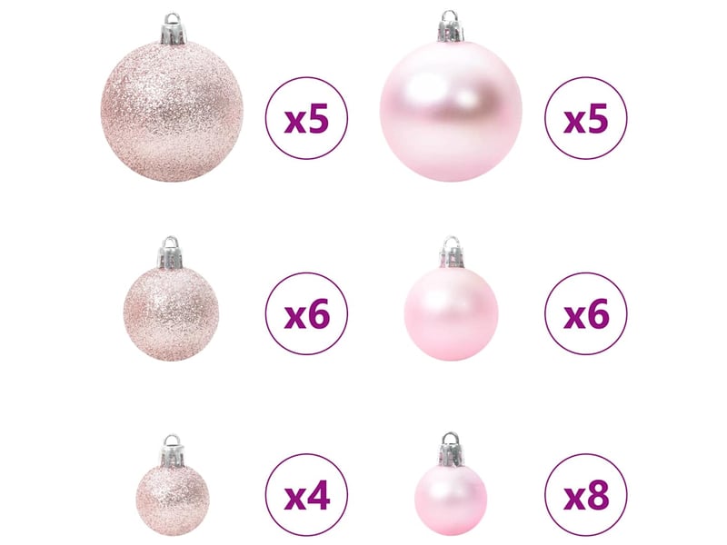  Ensemble de boules de noël 61 pcs 150 led blanc chaud ø 6 cm  - Conforama D