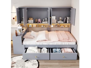 Lit coffre 90x200 cm <strong>MODENUIT </strong>  <strong></strong> coloris gris