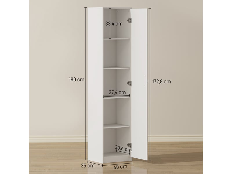  Meuble de cuisine à 5 niveaux, étagères réglables, pour salon, cuisine, cellier, en bois blanc.  - Conforama D
