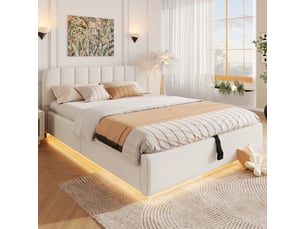 Lit coffre 140x200 cm <strong></strong> <strong></strong> coloris beige