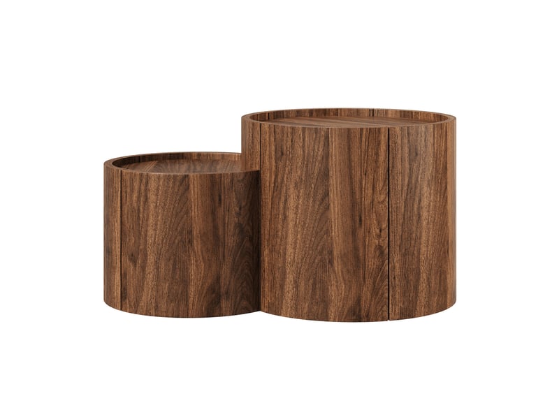  Table basse avec rangement, tiroirs intégrés et portes incurvées, décor noyer  - Conforama D