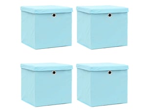 Boîtes de rangement et couvercles 4 pcs bleu 32x32x32 cm tissu