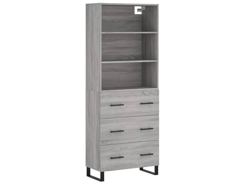  Buffet haut - bahut - meuble de rangement sonoma gris 69,5x34x180 cm bois d'ingénierie  - Conforama A