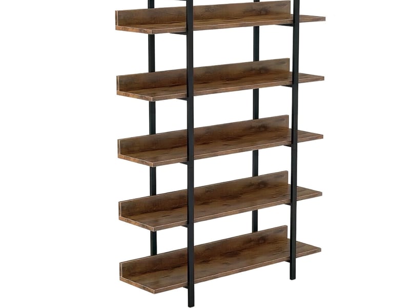  Étagère bibliothèque 5 niveaux industrielle noir et marron rustique, 105 x 33 x 180 cm pour salon ou bureau  - Conforama A