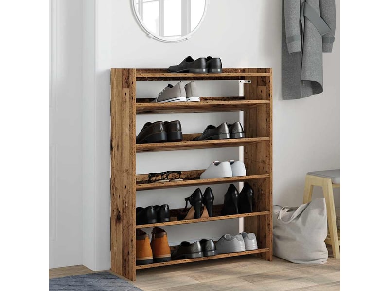 Meuble à chaussures, étagère à chaussures vieux bois 80x25x100 cm bois d'ingénierie  - Conforama C