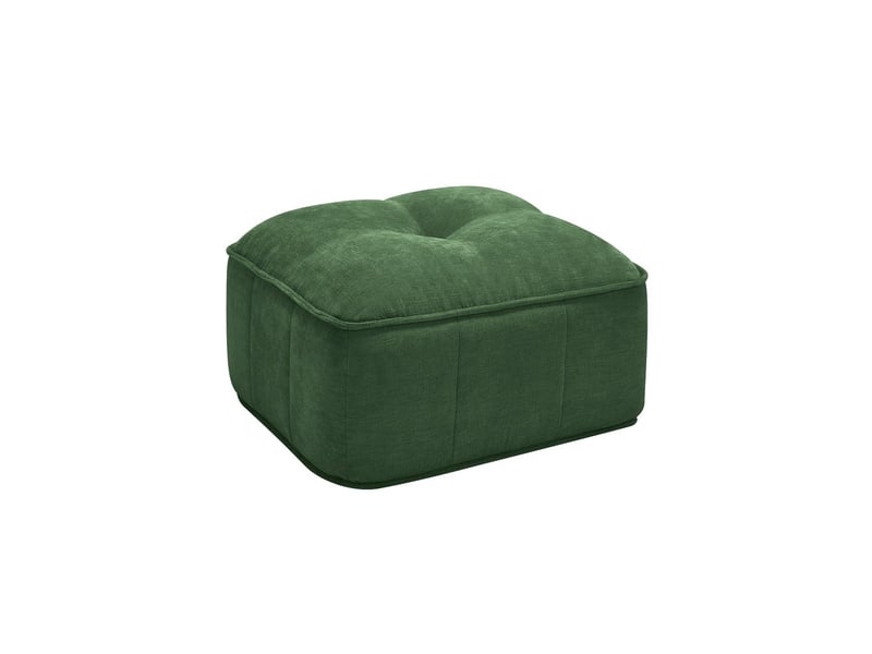  Pouf repose-pieds vert en polyester, dimensions 76x69x46 cm, base antidérapante, installation immédiate pour salon moderne  - Conforama E