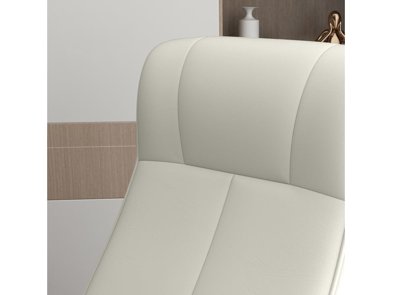  Fauteuil relax pivotant avec repose-pieds 69x71x104 cm – blanc crème – inclinable 135°, rotation 360°  - Conforama D