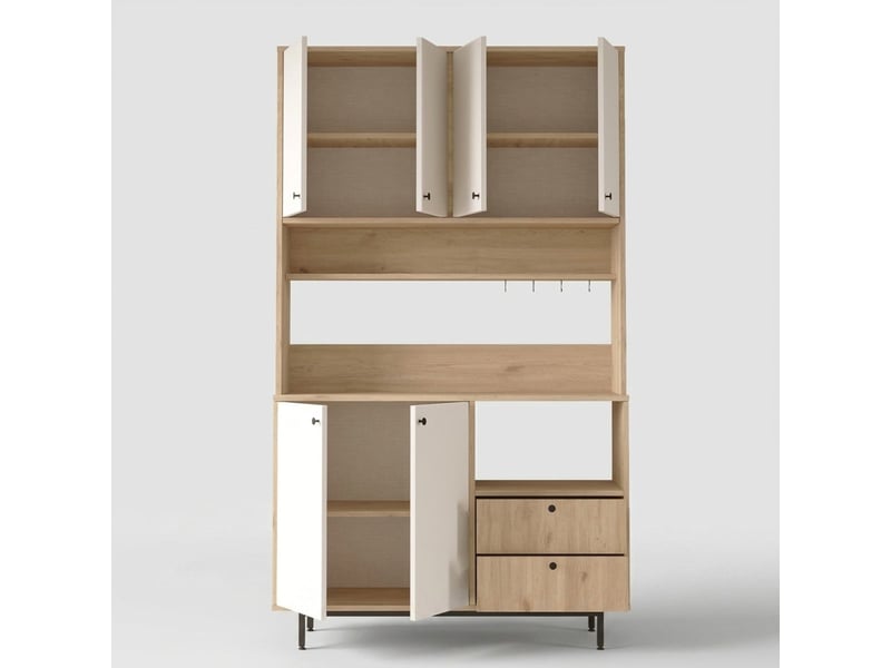 Buffet de rangement multiusage avec étagères et portes thromex - blanc - Conforama C