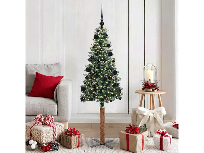 Sapin de noël, arbre de noël mince vert 150 cm pvc et bois de pin massif shl8507 - Conforama B