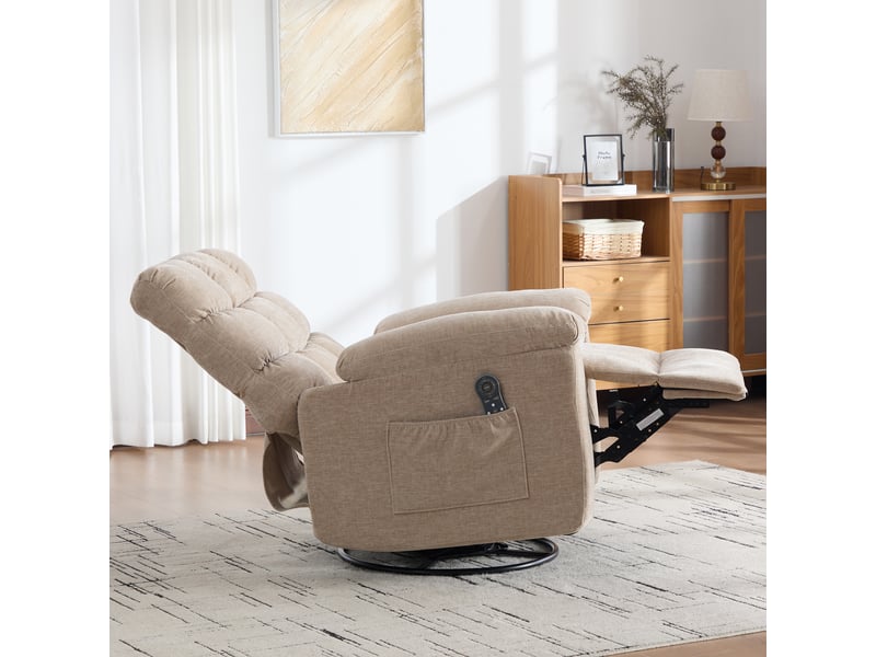 Fauteuil relax électrique avec massage, fauteuil massant chauffant pivotant à 360 degrés pour salon et coin lecture - Conforama D