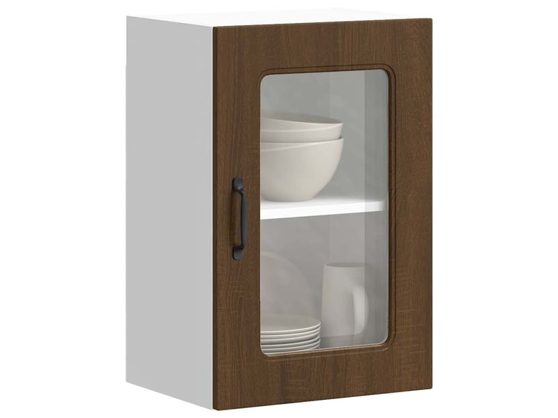  Armoire murale de cuisine et porte en verre kalmar chêne marron shl9640  - Conforama B