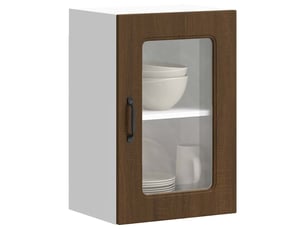 Armoire murale de cuisine et porte en verre kalmar chêne marron shl9640
