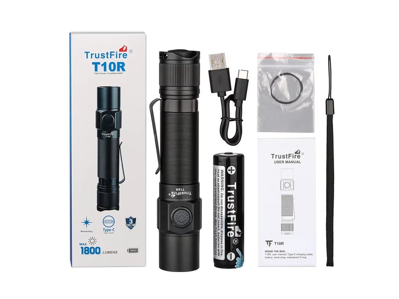  Lampe de poche tactique led 1800 lm rechargeable par usb, batterie 18650, lampe torche militaire  - Conforama E