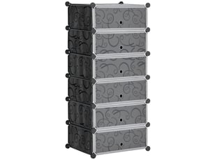 Meuble de rangement à chaussures modulable 6 cubes rectangulaires empilables - noir
