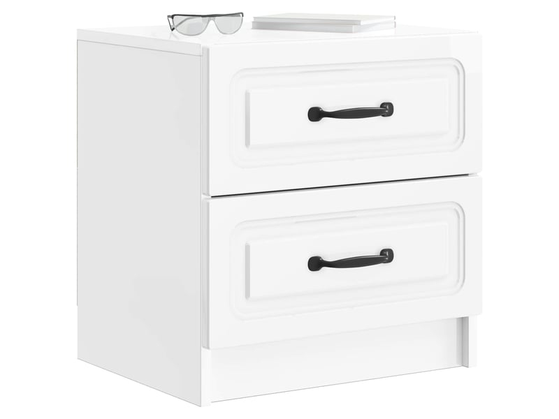  Table de chevet - cabinet de chevet - table de nuit 2 pièces blanc brillant 43 x 34,5 x 44,5 cm  - Conforama B
