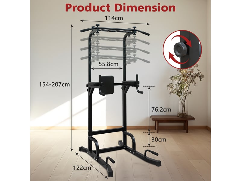  Station de musculation power tower avec barre de traction et dips, fitness à domicile  - Conforama C