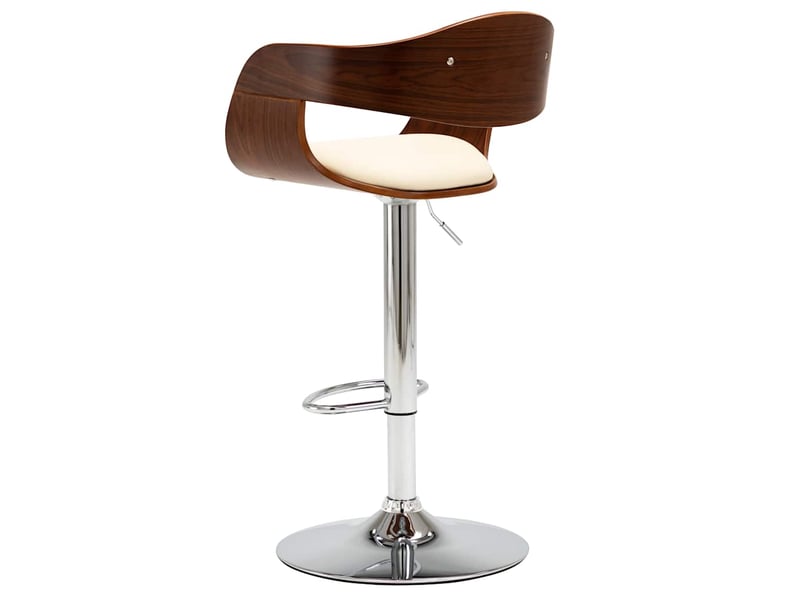  Tabouret de bar, chaise de bar crème bois courbé et similicuir shl35418  - Conforama C
