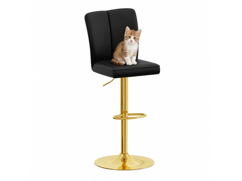  Tabourets de bar 95,5-117,5 cm lot de 2, réglables, pivotants 360°, métal et pu, pour salon, cuisine, bar, noir et or  - Conforama A