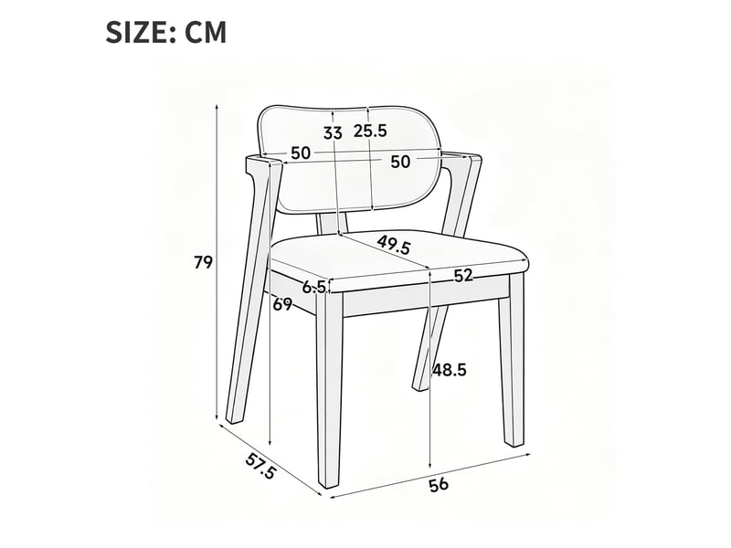 Lot de 2 chaises de salle à manger 56x57.5x79 cm structure en hévéa massif revêtement effet lin décor noyer et beige avoine OPULERANE TRADING LTD - Conforama D