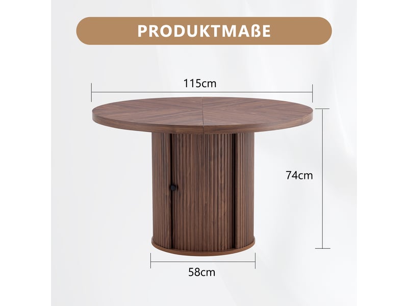 Table à manger ronde,115x115x74 cm,avec rangement,mdf,coloris noyer - Conforama C