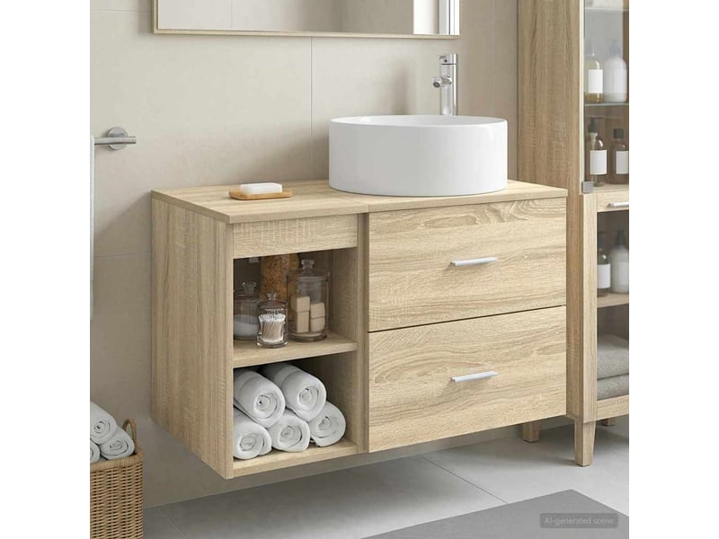  Ensemble de mobilier de salle de bain 2 pcs chêne sonoma shl3022  - Conforama B