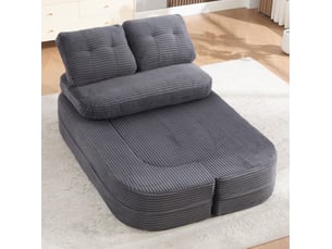 Canapé droit compressé convertible OKWISH  2 places Velours côtelé gris foncé