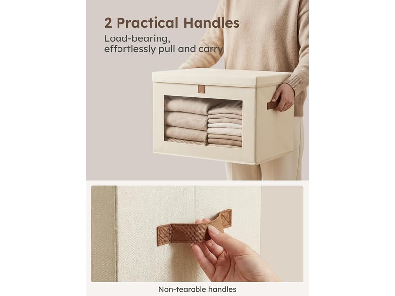  Boîtes de rangement pliables 6 pièces, organiseurs de placard en tissu avec poignées et fenêtre, beige  - Conforama C