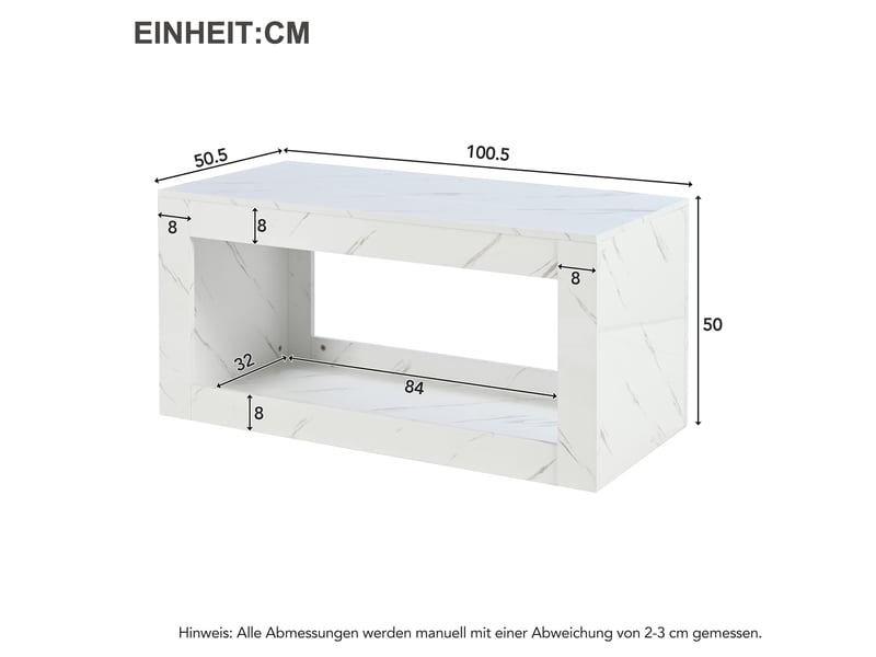  Table basse moderne à led, table basse de salon, table d'appoint, table de salon, table basse laquée brillante avec télécommande, grande table basse imitation marbre (blanche)  - Conforama C