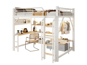 Lit mezzanine 140x200 cm <strong>COVREO </strong> <strong></strong> coloris blanc