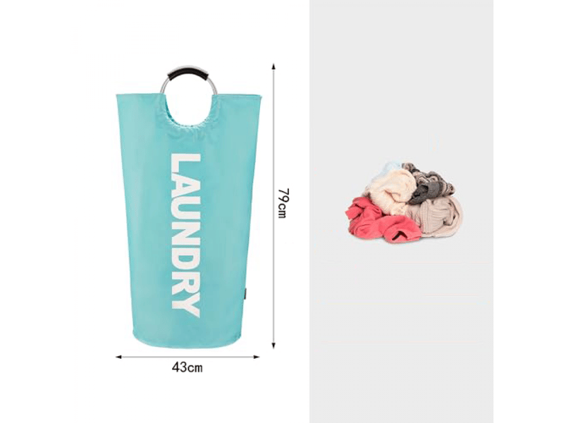  Sac à linge pliable, seau pour linge sale avec anse rembourrée, 115 l, bleu lac, 43 x 79 cm  - Conforama B