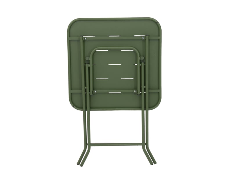  Ensemble table et chaises pliantes pour 2 personnes avec table et 2 chaises, en acier vert  - Conforama E