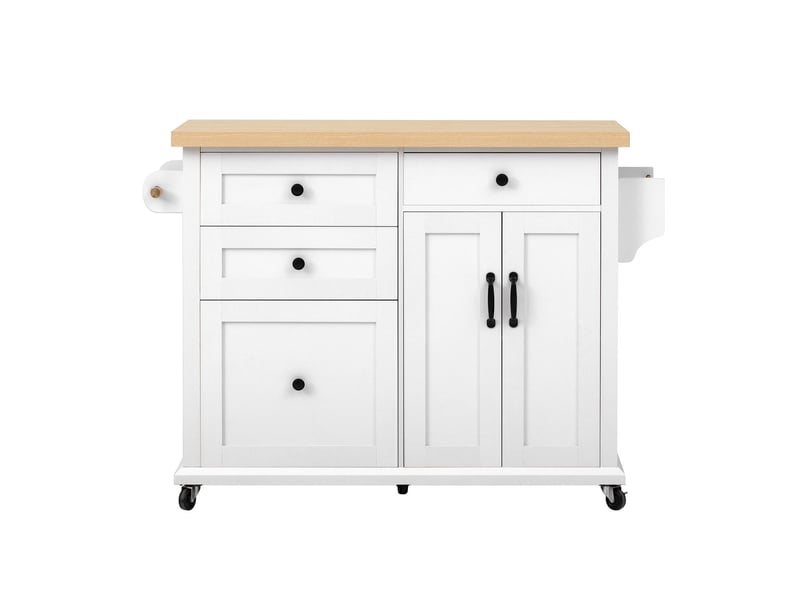  Desserte de cuisine chariot de cuisine mobile sur roulettes table à manger extensible tiroirs multifonctions coloris blanc  - Conforama A