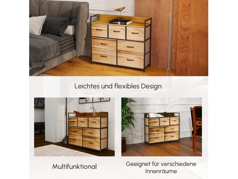  Commode de rangement 7 tiroirs en tissu 98 x 29 x 85 cm – marron – style industriel  - Conforama E