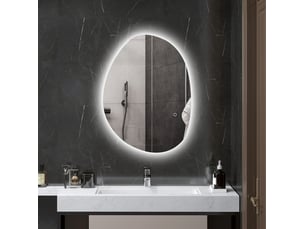 Miroir de salle de bains led asymétrique 70 x 50 cm avec anti-buée, argent homvra