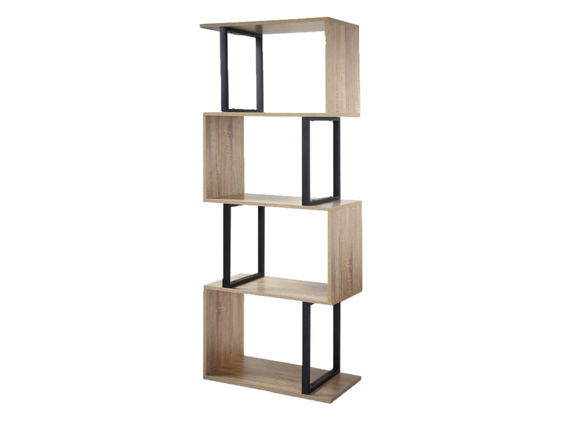 Bibliothèque 4 niveaux décor bois et montants métal - h148 cm  - Conforama A