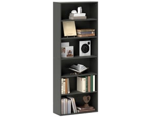 Bibliothèque étagère de rangement 6 niveaux avec étagères réglables pour salon, chambre, bureau, 60x24x158,5cm, noir