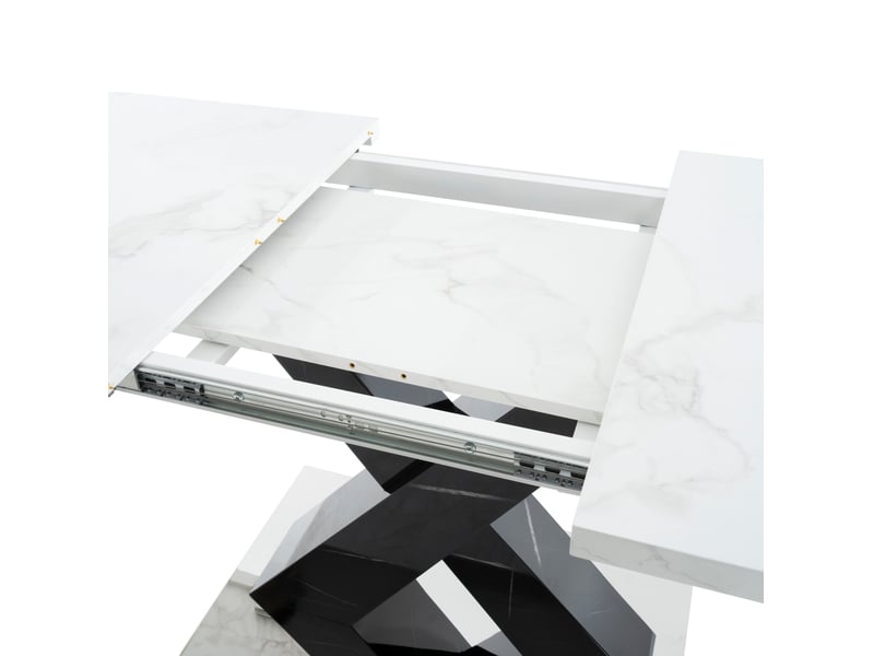  Table à manger extensible 120x80x76,5 cm mdf blanc et noir  - Conforama D